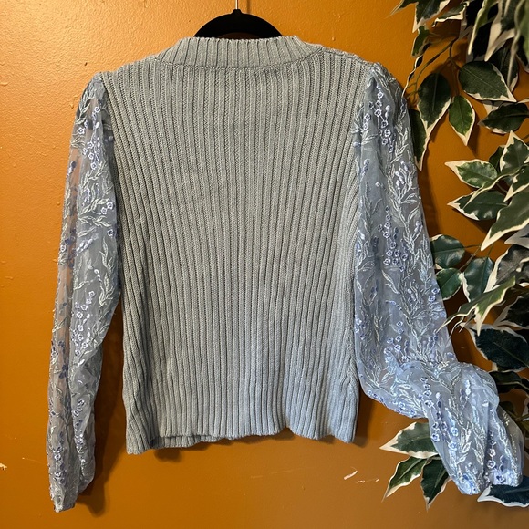 embellished mixed textile sweater - Picture 2 of 6